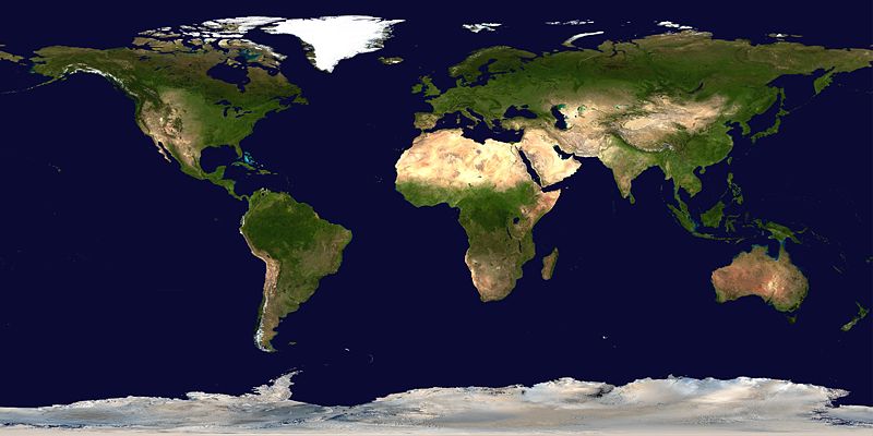 The World in plate carrée projection